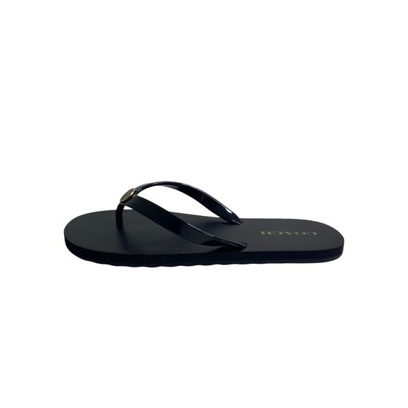 Womens Coach Zayn Black Flip Flop Sandals Size Large 9 10 Rubber Coated - Picture 1 of 14
